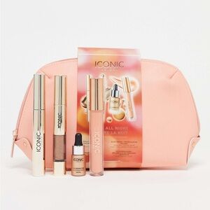 Iconic London Glow All Night 4 Piece Makeup Set with Pouch